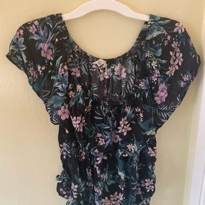 Tropical floral off the shoulder top